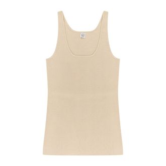 Toteme Round Neck Sleeveless T-shirt Beige - female - Tot&ecirc;Me - Sleeveless Tops - Beige - M - Tops