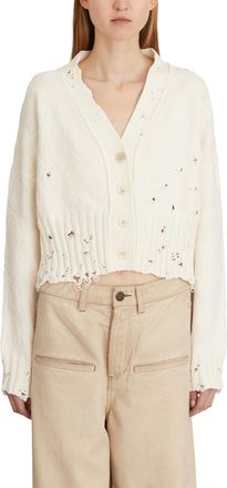 Marni Womens Cardigan Corto Con Rotture - Ivory Cotton - Size EU 42 (Womens)