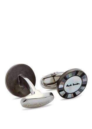 Paul Smith Mother-of-pearl Striped Cufflinks - Silver - One Size