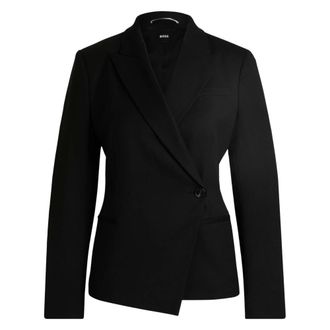 HUGO BOSS Asymmetric Double-Breasted Blazer - female - Boss - Blazers - Black - 2XL - Jackets