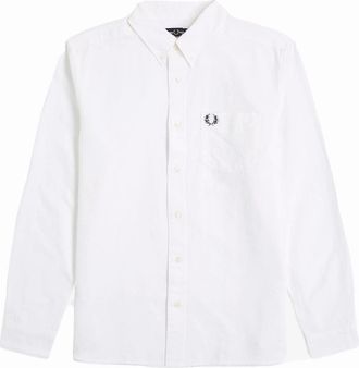 Fred Perry Mens Fred Perry Long Sleeve Oxford Shirt White - Size: 42/Regular