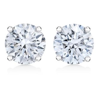 House of Brilliance IGI Certified 14K White Gold 1/2 Cttw Lab Grown 4-Prong Round-Cut Diamond Classic Solitaire Stud Earrings (F-G Color, VS1-VS2 Clarity)