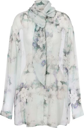 Alberta Ferretti Camicia con foulard - Grigio
