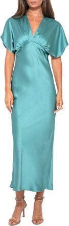 Adelyn Rae Dolman Sleeve Satin Cocktail Dress in Jade at Nordstrom, Size X-Small