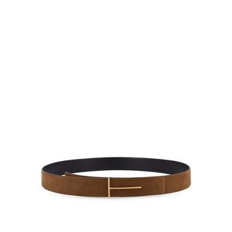 Tom Ford Belts, male, Brown, Size: 100 CM Natural Nubuck Reversible Slim T Belt 38 mm
