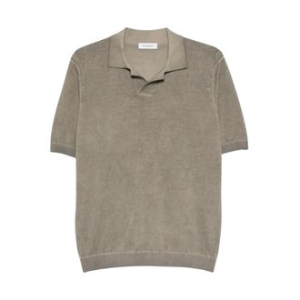KANGRA Polo Shirts, male, Beige, Size: 2XL Polo Senza Bottoni Tinto Vintage