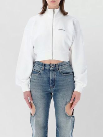 Off-white cropped polo fleece jacket floral motif