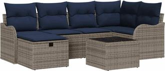 vidaXL Conjunto De Sof&aacute;s De Jard&iacute;n 7 Uds. Gris Y Marino Vidaxl