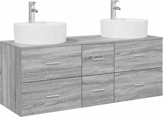 vidaXL Juego De Muebles De Ba&ntilde;o 3 Uds. Sonoma Gris 49,5 X 44,5 X 65 Cm Vidaxl