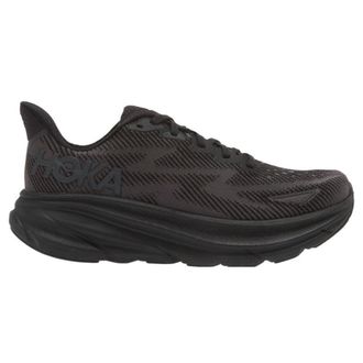 Hoka One One Hoka Clifton 9 Wide Textile Mens Low Top Trainers - Black Black - Size:UK 10.5