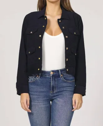 Dear John Denim Montana Go-Getter Corduroy Utility Jacket In Midnight Navy