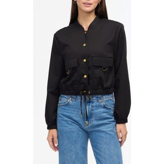 Ellen Tracy Cropped Bomber Jacket in Black at Nordstrom Rack, Size X-Small