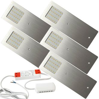 Loops 5x ALUMINIUM Ultra-Slim Rectangle Under Cabinet Kitchen Light & Driver Kit - Natural White LED