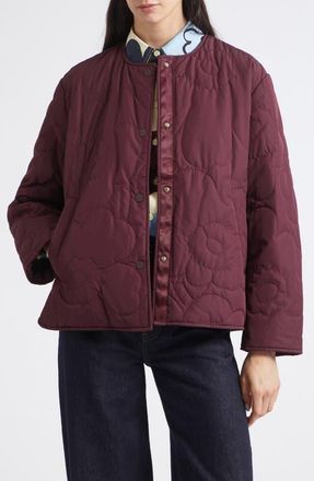 Marimekko Unikko Lightweight Padded Jacket in Wine Red at Nordstrom, Size Xx-Small