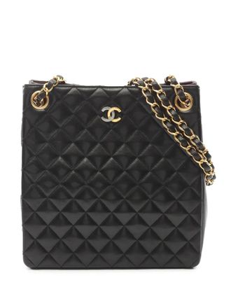 Chanel 1994-1996 CC Quilted Lambskin Chain tote bag - Zwart