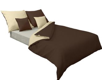 OEM Ropa De Cama Satinada Doble Cara 160x200 + 2x70x80 Beige Claro/marr&oacute;n Matex
