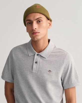 GANT Mens Regular Fit Short Sleeve Shield Logo Pique Polo - Melange cotton - Size X-Large