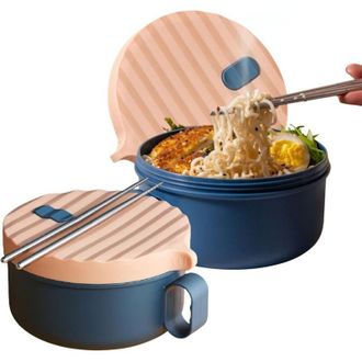 OEM Juego De Dos Tazones Para Fideos Instant&aacute;neos Con Tapa, Aptos Para Microondas Y Lavavajillas, Libres De Bpa, Para Estudiantes - Crezuo