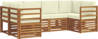 vidaXL Conjunto De Sof&aacute;s De Exterior 6 Uds. Natural Y Crema Vidaxl