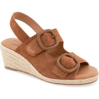 Gentle Souls Greca Espadrille Slingback Platform Wedge Sandal in Luggage Suede at Nordstrom, Size 6.5