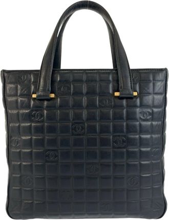 Chanel Black Leather Handbag Tote Bag (Pre-Owned)