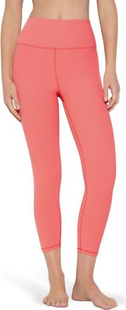 Spiritual Gangster Auralight Rib Crop Leggings in Sunset Red at Nordstrom, Size X-Small