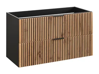 Vente-Unique Mueble suspendido bajo lavabo - Natural claro y negro - 80 cm - MADELA