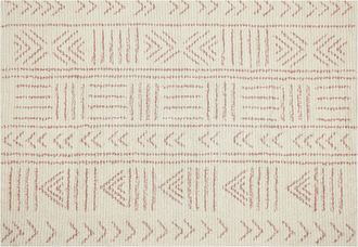 Beliani Alfombra De Algod&oacute;n Beige Rosa 140 X 200 Cm Hecho A Mano Patr&oacute;n Geom&eacute;trico Edirne