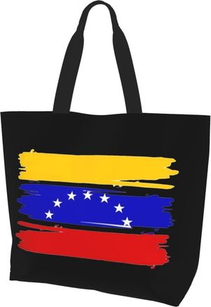 AOOEDM Venezuelan Stars Flag Ladies Canvas Tote Reusable Shopping Bag