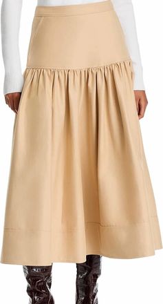 Cinq &agrave; Sept Twill Midi Skirt In Khaki