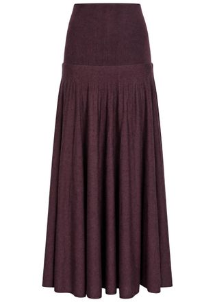 Paco Rabanne Merino Wool and Silk-blend Maxi Skirt - Aubergine - S (UK8-10 / S)
