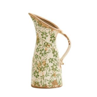 Nearly Natural 10-in Tuscan Ceramic Green Scroll Pitcher Vase at Nordstrom