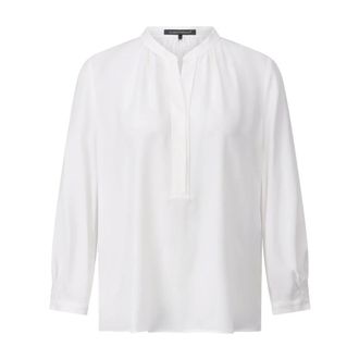 Luisa Cerano Overhemden, Dames, Wit, 2Xl, Zijde Blend Blouse met Smock Details