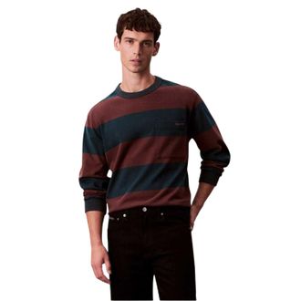 Calvin Klein Heren Jeans Stripe Relaxed Fit T-shirt met lange mouwen (Marine)