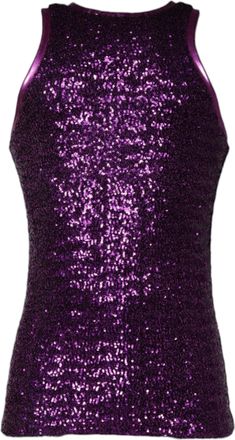 Dolce & Gabbana Mens Purple Sequin Round Neck Sleeveless T-Shirt Nylon Elastane