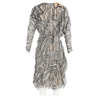Chlo&eacute; Pre-owned Womens Chlo&eacute; Printed Ruffle Dress in Multicolor Silk - Multicolour Satin - Size Small/Medium
