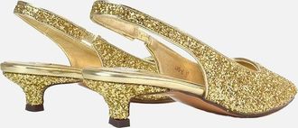 XY London Womens XY London Womens/Ladies Gerri Glitter Sling Back Kitten Heel Court Pumps - Silver - Size: 8