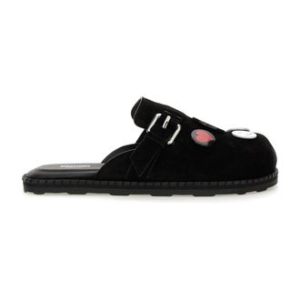 Moschino Schoenen, Dames, Zwart, 40 EU, Leer, Mules met broche