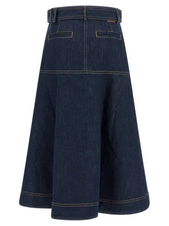 Zimmermann Flared Denim Skirt - Navy