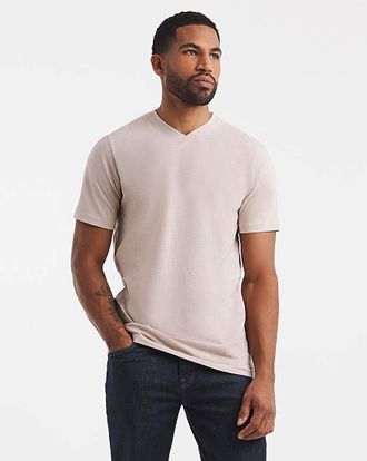 Jacamo V Neck T-Shirt Long - Pink Marl