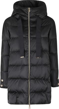Herno Black Hooded Quilted Polyester Down Jacket