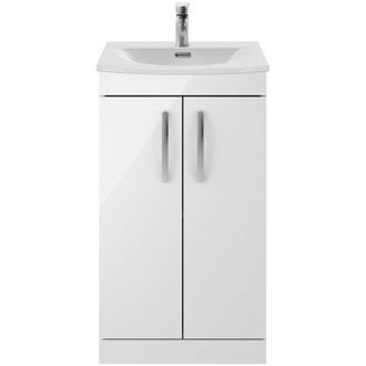Nuie Nuie - Athena Floor Standing 2-Door Vanity Unit with Basin-4 500mm Wide - Gloss White