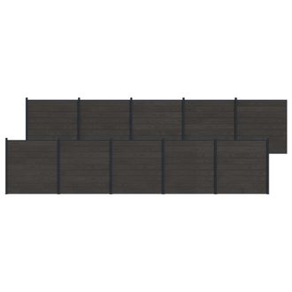vidaXL Panel De Valla 10 Pcs Wpc Y Aluminio Negro Vidaxl