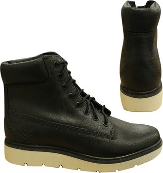 Timberland Kenniston 6 Inch Womens Black Waxed Leather Lace Up Boots A1IRY B89E Leather (archived) - Size UK 3.5