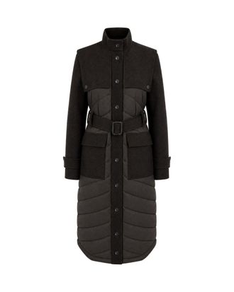 Patrizia Pepe Long Quilted Belted High Collar Padded Down Jacket