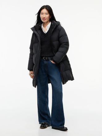 Tommy Hilfiger Womens Water-Repellent Down Puffer Coat - Black - XXS