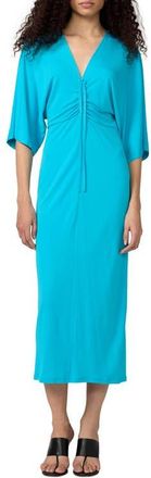 Diane Von F&uuml;rstenberg Valerie Center Ruched Midi Dress in Aquamarine at Nordstrom, Size Xx-Small