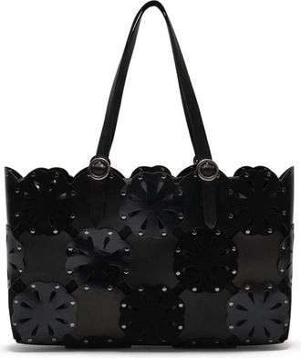 Maliparmi Leren Bloom Flower Shopper - Dames - Shoppers - Zwart - ONE Size - Leer - Tassen