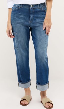 Angels Cargojeans ANGELS Liberta Cargo, Damen, Gr. 34, L&auml;nge 27, mid blau used, Denim/Jeans, Obermaterial: 91% Baumwolle, 6% Polyester, 3% Elasthan, relaxed 