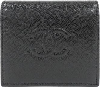 Chanel Black Grained Calfskin Wallet (Bi-Fold) (Pre-Owned)